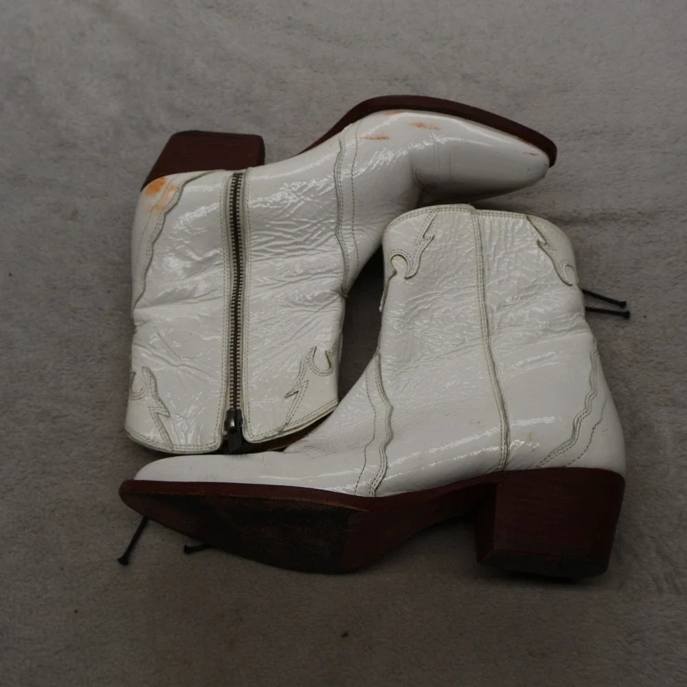 Free People Women 7.5 EU38 Ankle Boots White New Frontier Western 2823748 READ
